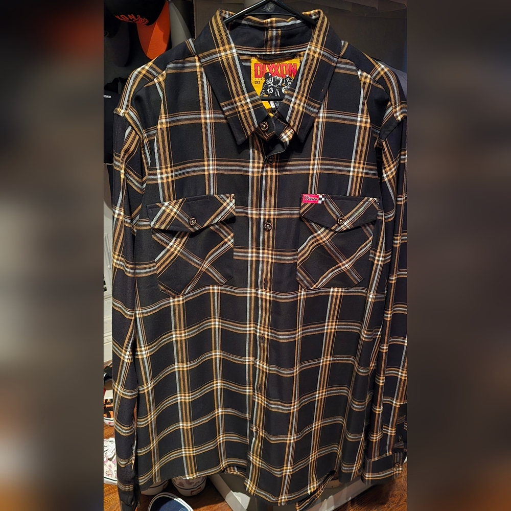 Dixxon The Podium Black and Yellow Plaid Flannel Shirt